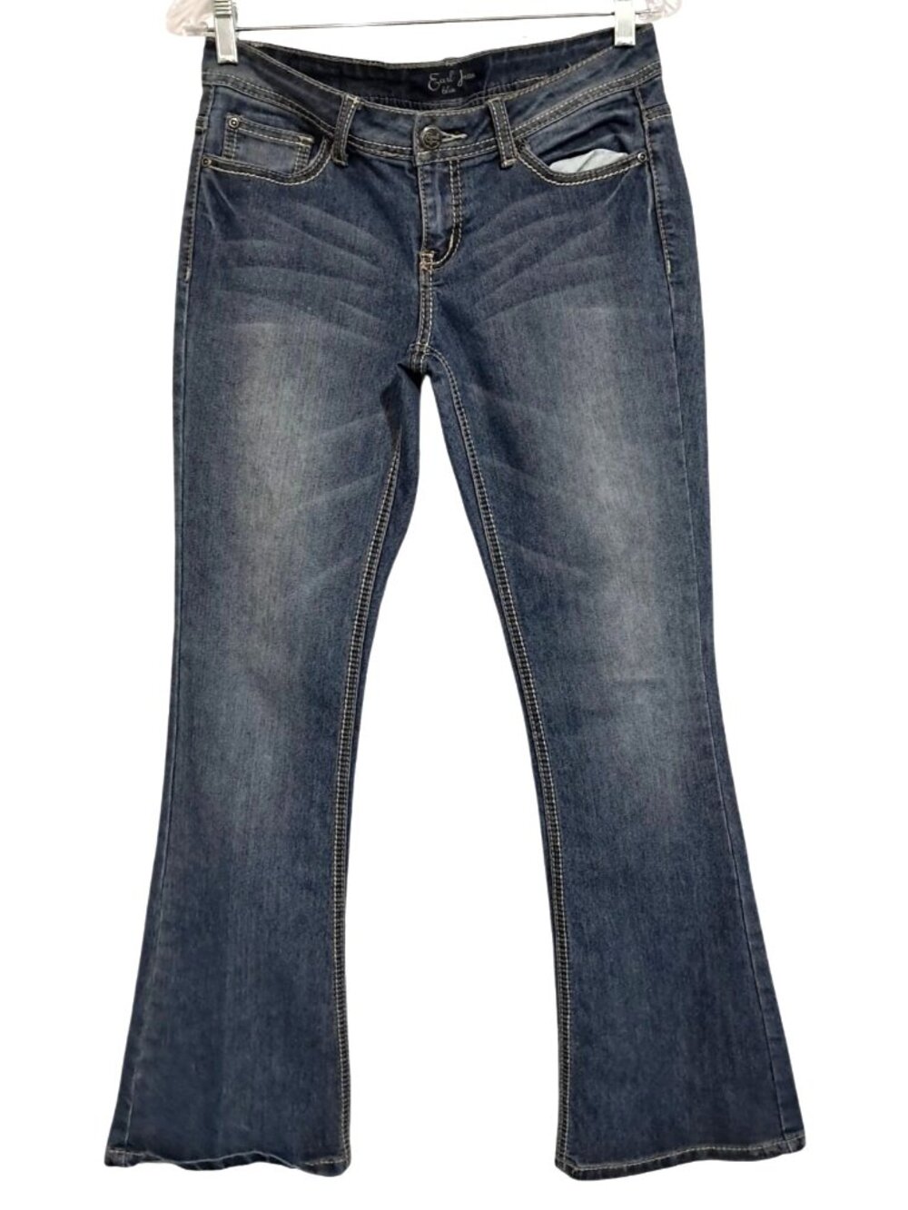 Y2K Earl Low Rise Jeans Womens Size 7 Flare Bootcut Dark Wash Cotton Blend Mediu